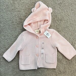 GAP Pink Knit Baby Sweater with Hood